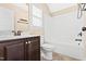 Bright bathroom with vanity, toilet and tiled shower/tub combination at 347 Country Mill Way, Fuquay Varina, NC 27526