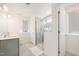 Elegant bathroom with double vanity and large shower at 370 Hickory Run Ln, Franklinton, NC 27525