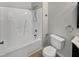 Clean bathroom with a tub shower combo at 5340 Fayetteville Rd, Durham, NC 27713