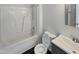 Clean bathroom with tub, shower, and vanity at 5340 Fayetteville Rd, Durham, NC 27713
