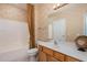 Clean bathroom with updated vanity and shower/tub combination at 617 Eyam Hall Ln, Apex, NC 27502