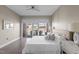 Bedroom featuring a view of the terrace, neutral color scheme and ceiling fan at 618 N Boylan Ave # 826, Raleigh, NC 27603