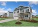 Two-story home with gray siding, stone accents, and a two-car garage at 82 Gin Branch Rd, Wendell, NC 27591