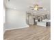 Spacious living room with hardwood floors and ceiling fan at 82 Gin Branch Rd, Wendell, NC 27591