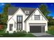 Two-story house with white exterior, black garage door, and landscaping at 8713 Little Deer Ln, Raleigh, NC 27613