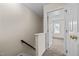 Hallway leading to a bedroom with carpet flooring and neutral wall color at 2321 Turtle Point Dr, Raleigh, NC 27604