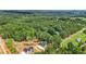 Aerial view displays two homes amidst a heavily wooded area, offering privacy and a connection with nature at 260 Ellington Rd, Graham, NC 27253