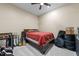 Bedroom with a double bed and musical instruments at 317 W Morgan Street # 405, Raleigh, NC 27601