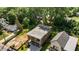 Aerial view of a modern, two-story home featuring a two-car garage, small yard, and a well-maintained lawn at 324 Waldo St, Cary, NC 27511