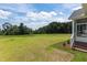 Expansive backyard featuring a lush lawn, mature trees, and access to the screened porch at 6294 River Rd, Fuquay Varina, NC 27526