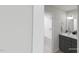 Bathroom with a modern vanity, a large mirror, and a tiled shower/tub combination at 147 Charlotte Knoll St # 14, Zebulon, NC 27597