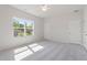Bright bedroom with plush carpet, a ceiling fan, and natural light from the large window at 152 Fideaux Blvd # 249, Raleigh, NC 27603
