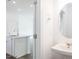 Clean bathroom with an oval mirror and white sink at 272 Sweetbay Tree Dr, Wendell, NC 27591