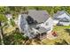 Aerial view of the house showing backyard, screened porch, patio and the lawn at 3308 Eden Grove Rd, Fuquay Varina, NC 27526