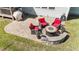 Charming outdoor patio with stone fire pit and comfortable seating, ideal for relaxing and entertaining at 3308 Eden Grove Rd, Fuquay Varina, NC 27526