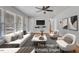 Virtually staged living room with contemporary furnishings and stylish decor at 704 Sunnybrook Rd, Raleigh, NC 27610