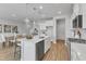 Modern kitchen with white cabinets, island with seating, and stainless steel appliances at 8947 Kennebec Crossing Dr # 53, Angier, NC 27501