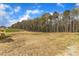 Expansive backyard with newly installed sod and a treeline view beyond the wood deck under a sunny sky at 9342 Turkey Way, Middlesex, NC 27557