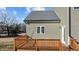 Wooden deck next to the house with access from the back door at 20 Wes Sandling Rd, Franklinton, NC 27525