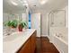 Bathroom with double vanity, garden tub, and separate shower at 2221 Valley Edge Dr # 105, Raleigh, NC 27614