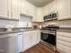 Modern kitchen with stainless steel appliances and white cabinets at 2221 Valley Edge Dr # 105, Raleigh, NC 27614