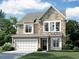 Two-story home with stone and shingle accents, two-car garage, and landscaped yard at 2426 Englemann Dr # 115, Apex, NC 27502