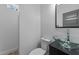 Small bathroom with toilet and vessel sink at 2513 Rochelle St, Durham, NC 27703