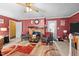Cozy living room features a fireplace and comfortable seating at 307 E Jackson St, Mebane, NC 27302