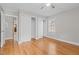 Bedroom with hardwood floors and double closets at 416 N Cheatham St, Franklinton, NC 27525
