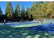 Community tennis courts with well-maintained blue and green courts, ready for a match at 4201 Henderson Pl, Pittsboro, NC 27312