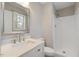 Updated bathroom with quartz countertop and shower at 4901 S Pointe, Sanford, NC 27332