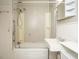 Bathroom featuring a white sink and shower at 504 Washington St, Raleigh, NC 27605