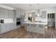 Kitchen with large island, stainless appliances, pendant lights, and gray cabinets at Tbd Charlotte Knoll St # 13, Zebulon, NC 27597