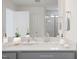 Bathroom with vanity, mirror and grey cabinets at 148 Charlotte Knoll St # 8, Zebulon, NC 27597