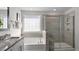 Spa-like bathroom with soaking tub and walk-in shower at 2326 Sugar Cone Way, Fuquay Varina, NC 27526