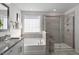 Bathroom boasts a soaking tub and walk-in shower at 2330 Sugar Cone Way, Fuquay Varina, NC 27526