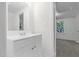 Vanity cabinet with white top and silver colored fixtures at 621 Shepard School Rd, Zebulon, NC 27597
