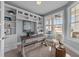 Charming home office with built-in shelving, natural light, and stylish desk at 101 Pointe Park Cir, Holly Springs, NC 27540