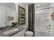 Bathroom with tub, shower, and updated vanity at 2332 Sugar Cone Way, Fuquay Varina, NC 27526