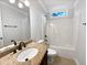 Clean bathroom, granite vanity, and a bathtub at 3321 Beech Bluff Ln, Raleigh, NC 27616