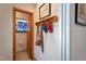 Small bathroom with stained glass window and tiled floor at 6328 Bissette Rd, Wendell, NC 27591
