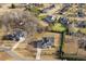Aerial shot of a home nestled among trees, showcasing the property's landscaping and surrounding neighborhood at 1625 Banks View Dr, Raleigh, NC 27603