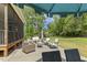 Inviting backyard with a covered patio seating area, ideal for relaxing and enjoying the outdoors at 1625 Banks View Dr, Raleigh, NC 27603