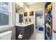 ' bathroom with double vanity and superhero shower curtain at 1625 Banks View Dr, Raleigh, NC 27603