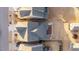 Aerial view of house and neighborhood, showcasing backyard at 413 Holding Creek Dr, Wake Forest, NC 27587