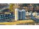 Aerial view of neighborhood with silos and houses at 413 Holding Creek Dr, Wake Forest, NC 27587