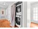 Stackable washer and dryer in a convenient laundry closet at 521 N Franklin Dr, Sanford, NC 27330