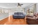 Relaxing living room with hardwood floors and access to backyard at 521 N Franklin Dr, Sanford, NC 27330