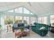 Bright sunroom with vaulted ceilings, lots of natural light, and comfortable seating at 701 Brickstone Dr, Apex, NC 27502