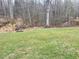 View of the backyard featuring a lush lawn and natural wooded backdrop, offering privacy and a serene outdoor space at 727 Cook Rd, Durham, NC 27713